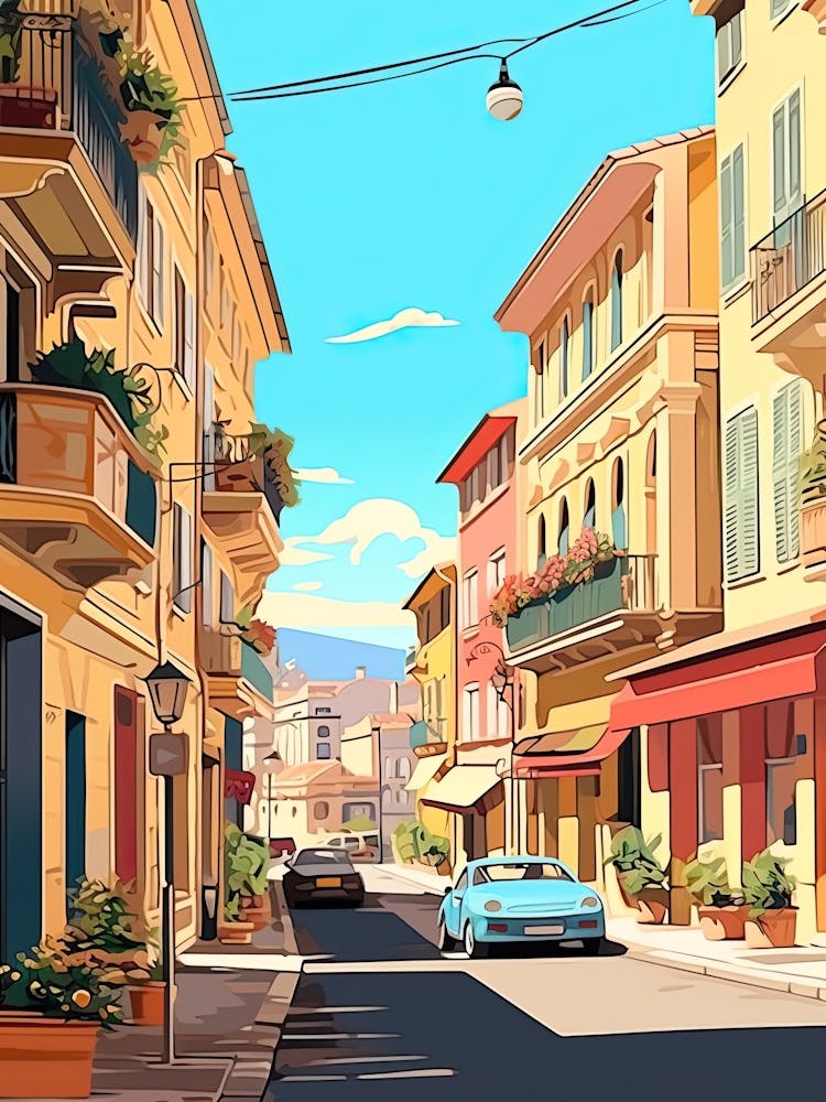 Nice, France, Flat Illustration 4