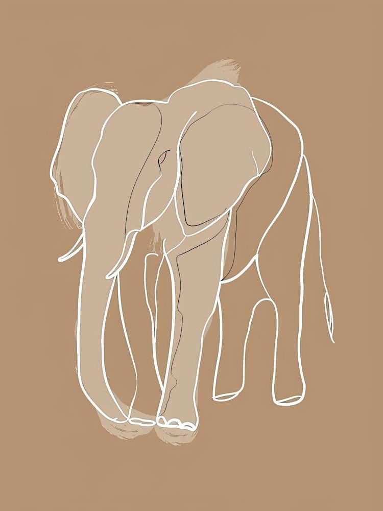 Elephant Drawing - Boho, Line Art 2