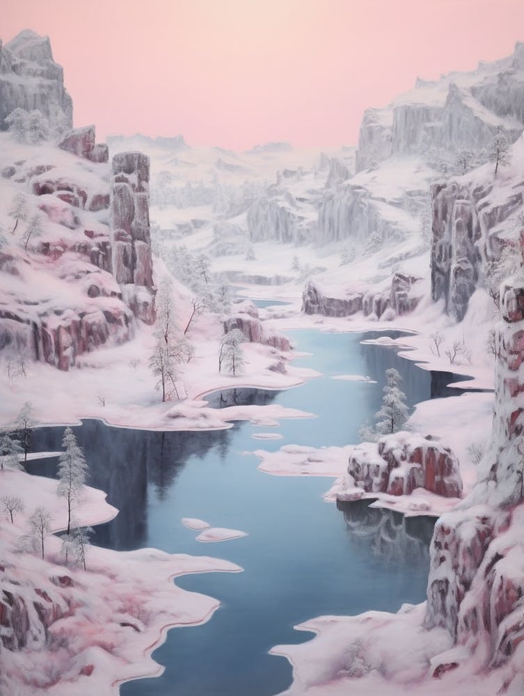Dreamy Winter Painting Yellowstone National Park United States 1