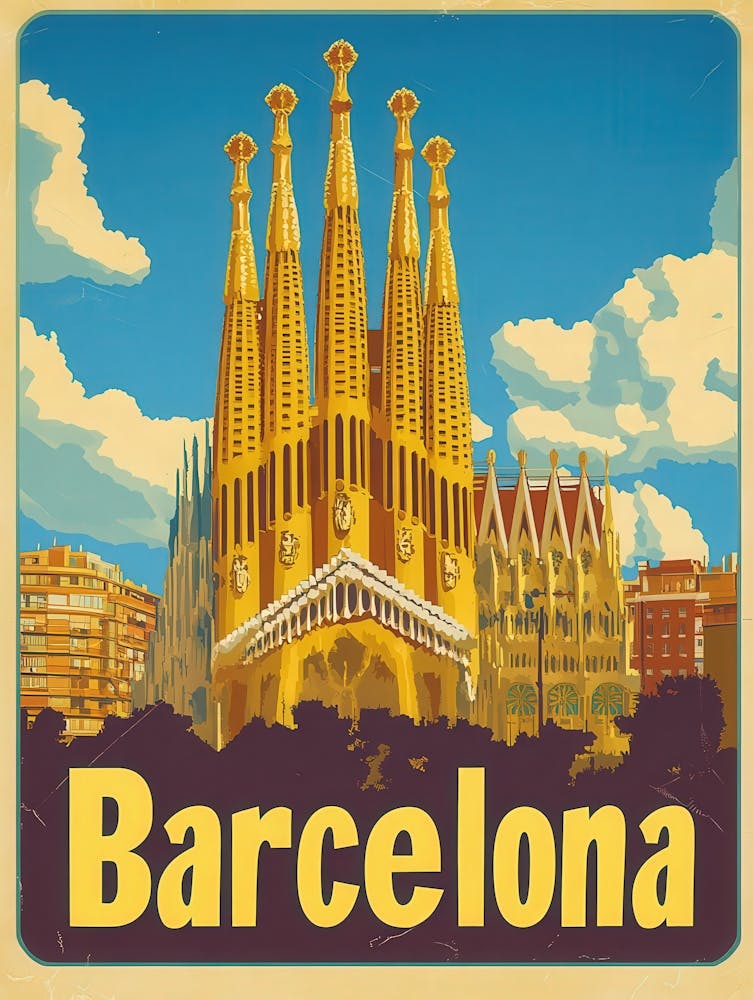 Aihrgdesign A Vintage Travel Poster Of Barcelona 2