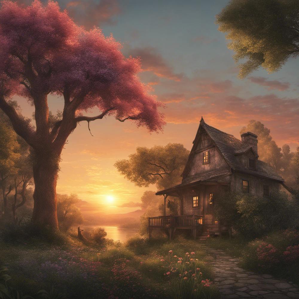 Cottage At Sunset
