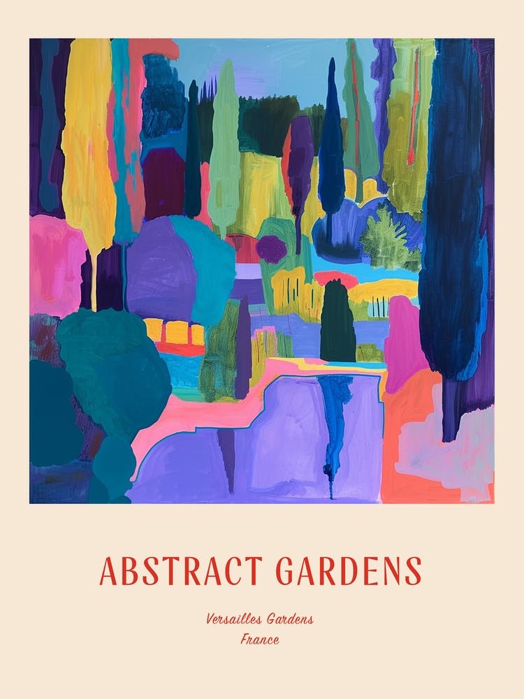 Colourful Gardens Versailles Gardens France 1 Red Poster