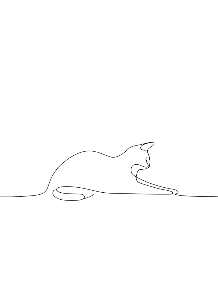 Continuous Line Drawing Of A Cat 1
