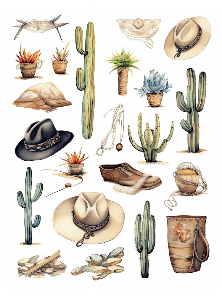 Cowboy Things Drawing 1