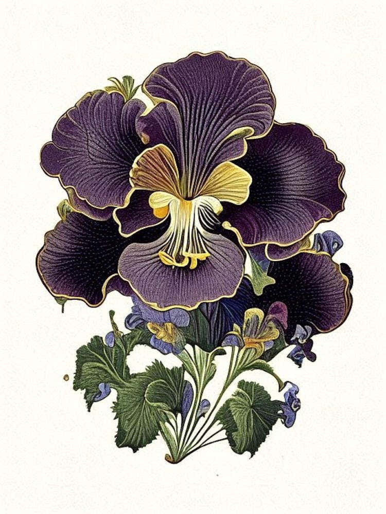 Pansy Floral 2 Botanical Vintage Poster Flower