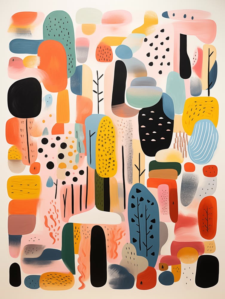 Abstract Pastel Maximalist Art
