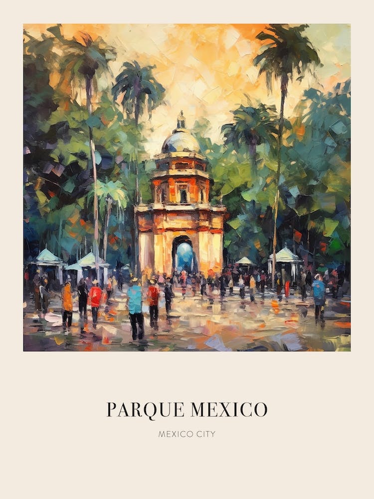 Parque Mexico Mexico City Mexico 2 Vintage Cezanne Inspired Poster