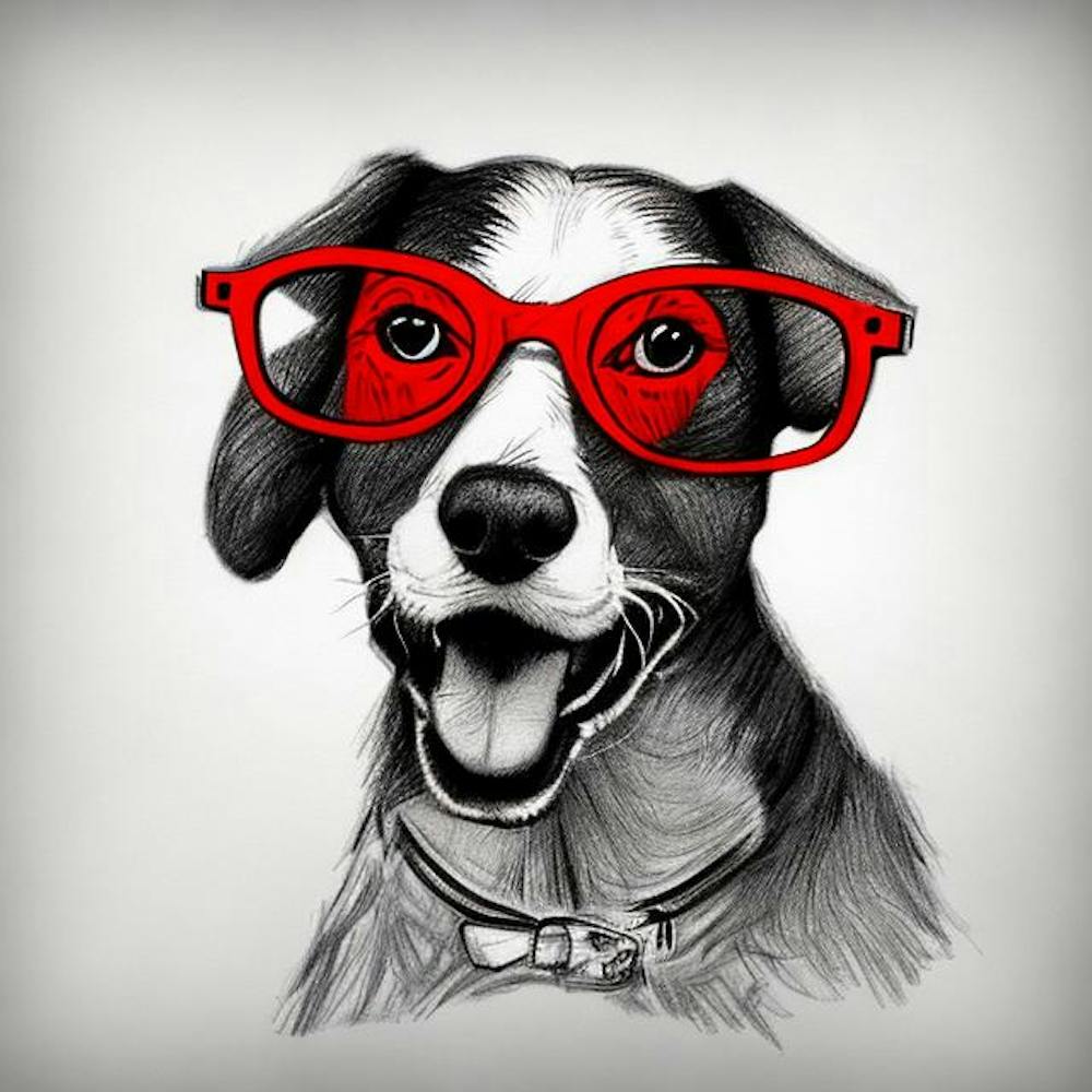 Dog With Red Glasses