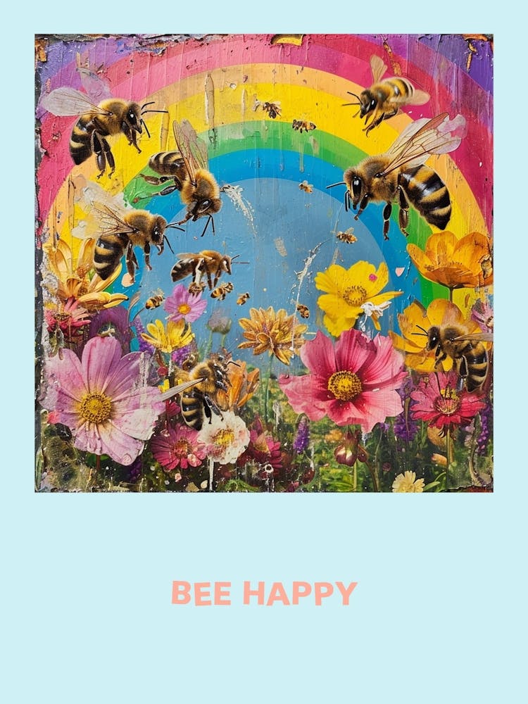 Bee Happy Rainbow Poster 2