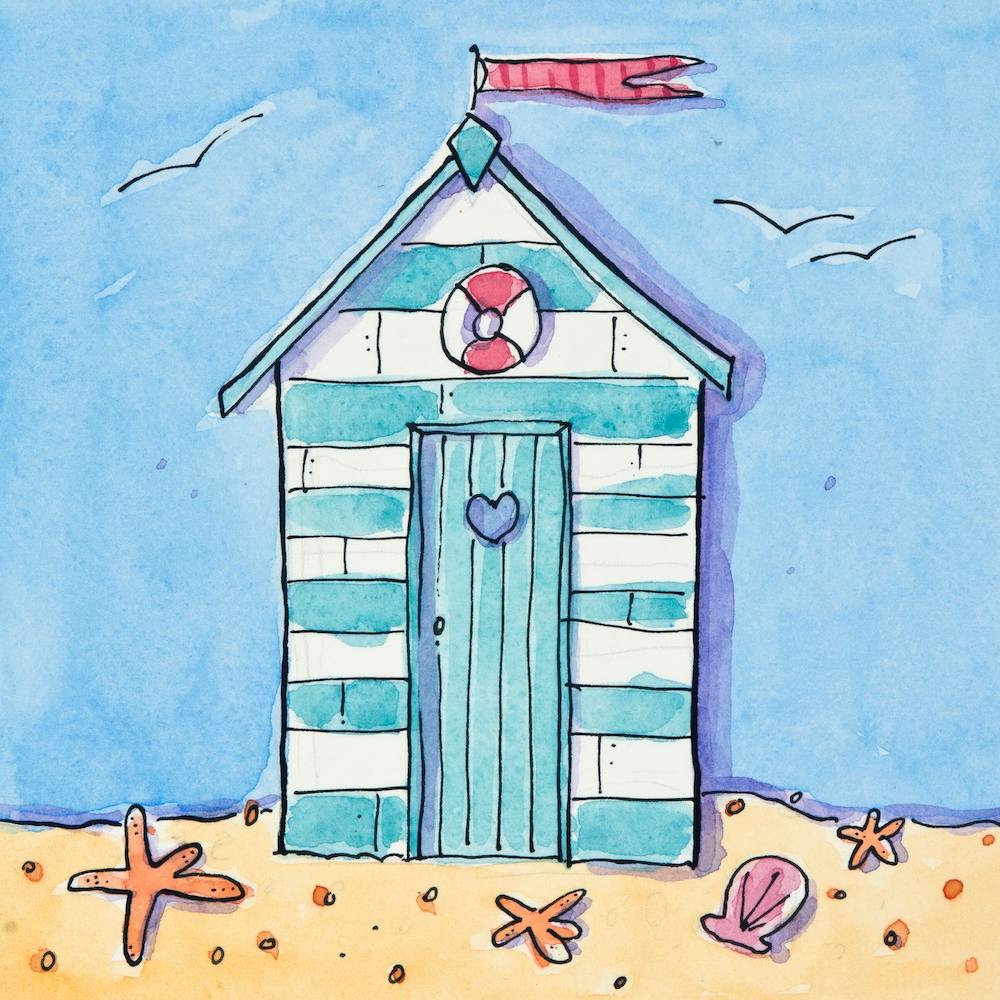 Stripey Beach Hut Square