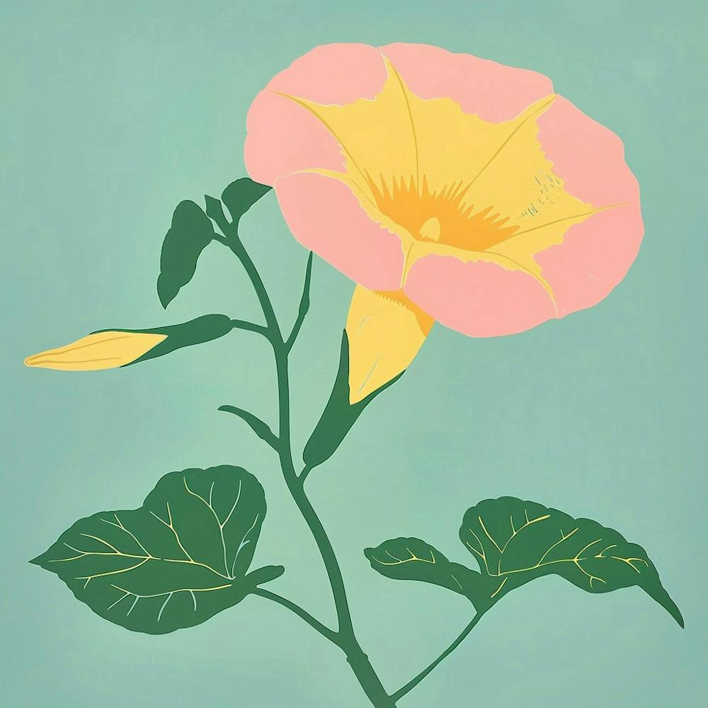 Morning Glory 2 Square Flower Illustration
