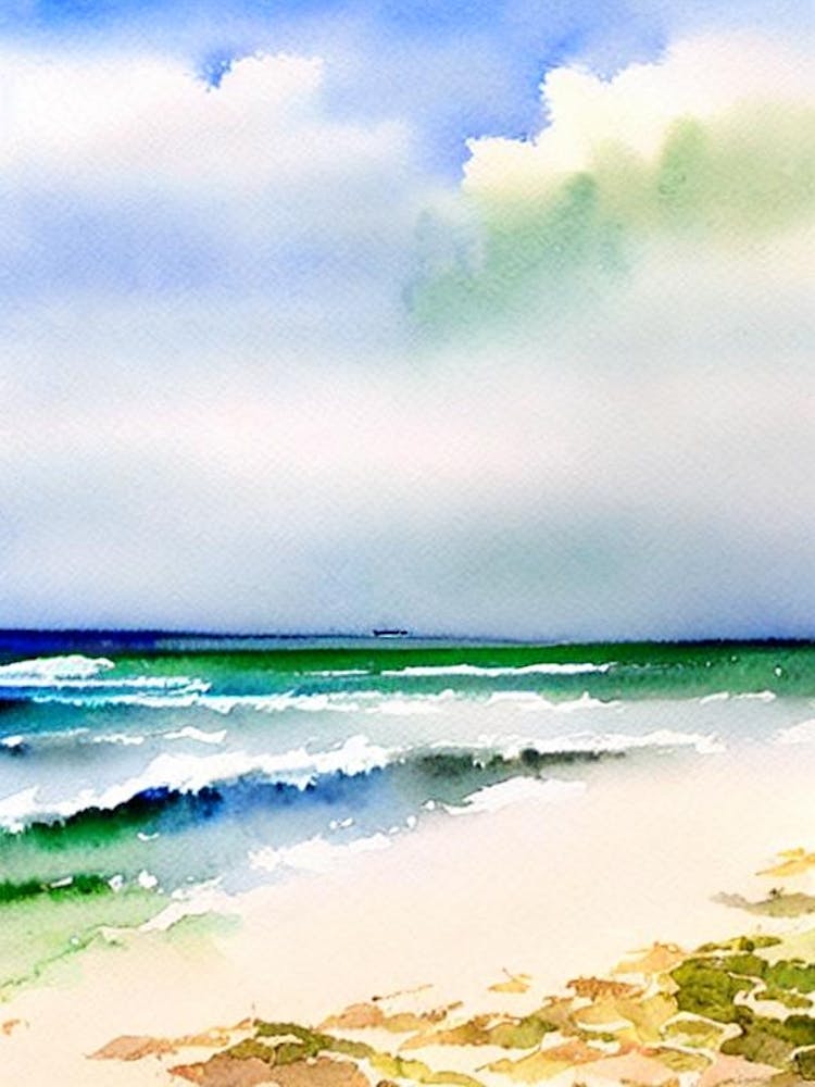 Galle Face Green Beach 3, Colombo, Sri Lanka Watercolour