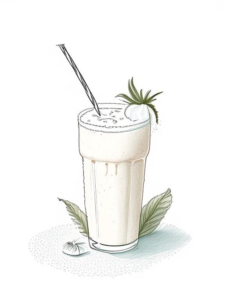 Coconut Milkshake Dairy Food Pencil Illustration 4