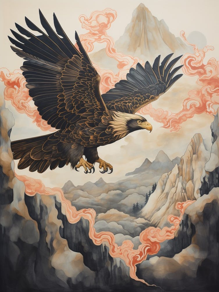Red Tailed Hawk 3 Gold-Detail-Gemälde