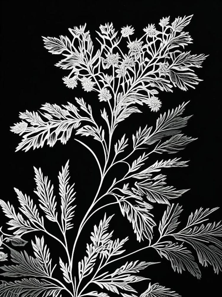 Meadowsweet Leaf Linocut 1