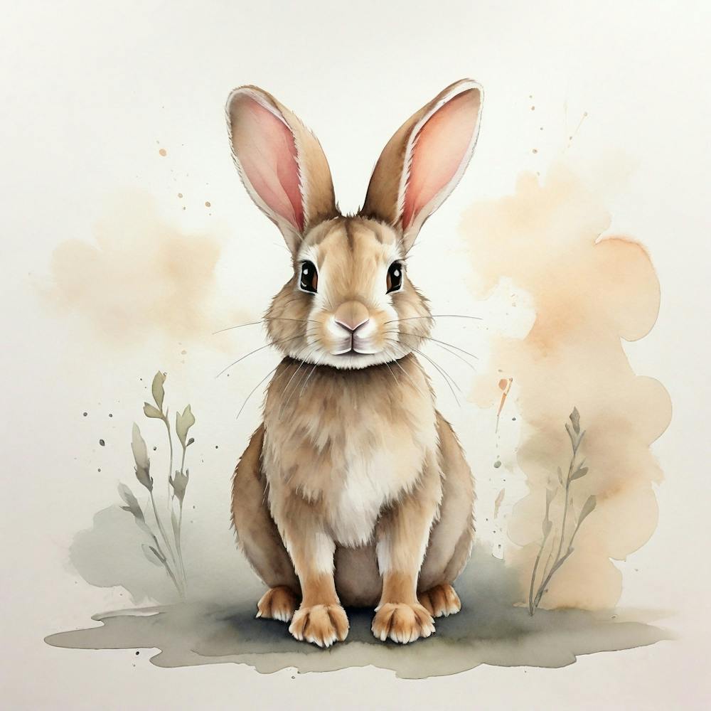 Rabbit Watercolor Painting