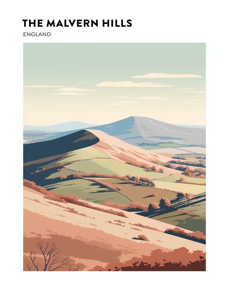 The Malvern Hills England 4 Hiking Trail Landscape Poster