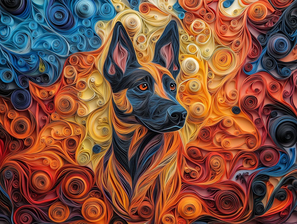 Belgian Malinois Paper Quilling Dog Portrait