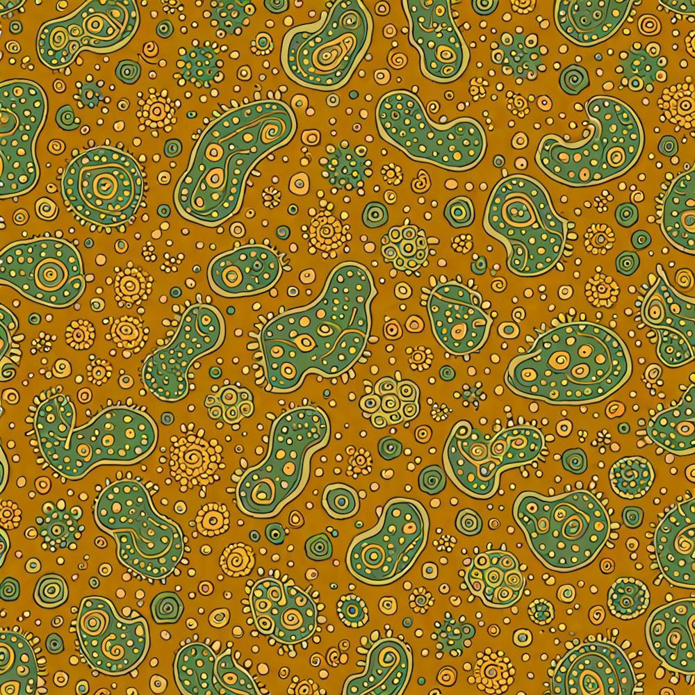 A Pattern Featuring Amoeba Like Blobs Shapes With Edges, Flat Art, 112