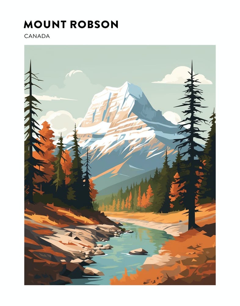 Mount Robson Provincial Park Canada Hiking Trail Landscape Poster