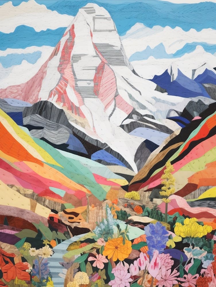 Mount Everest Nepal 3 Colourful Mountain Illustration