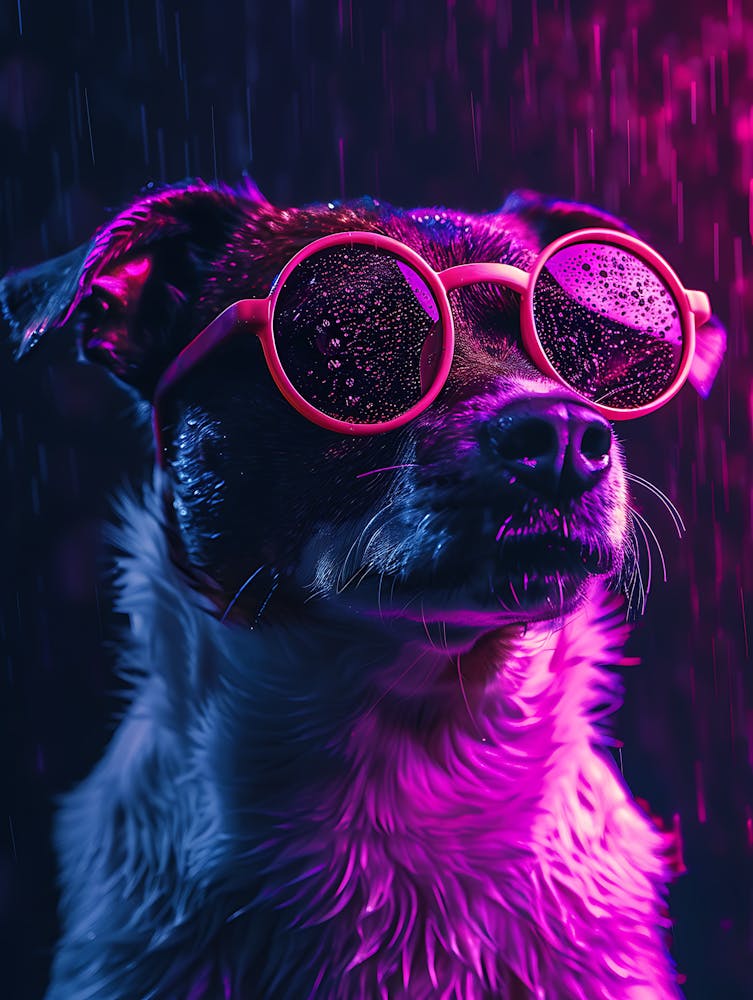Beautiful Dog Under Neon Lights 22