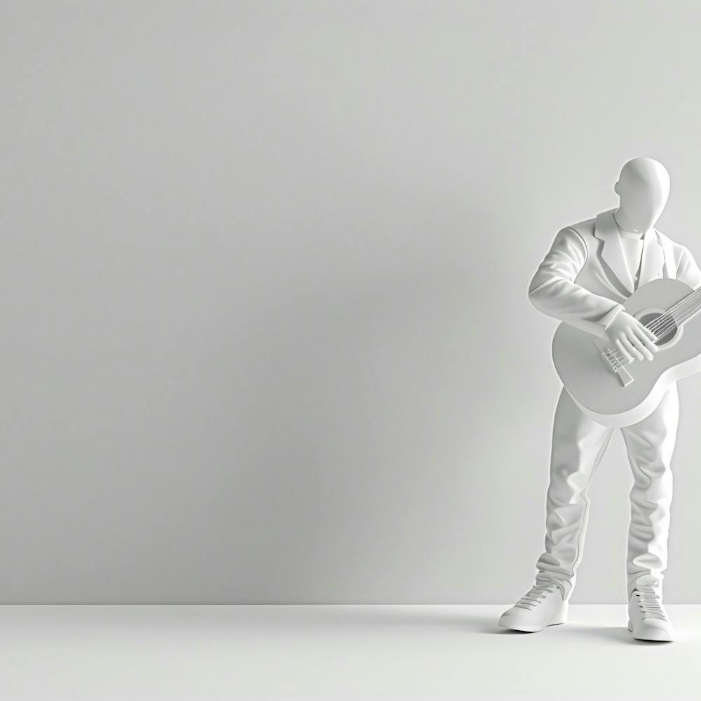 Rendu 3D d'un Homme Blanc avec une Guitare