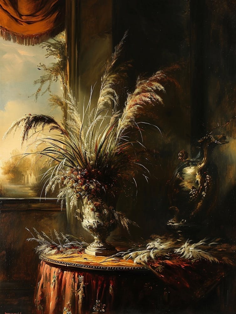 Baroque Floral Still Life Fountain Grass 3