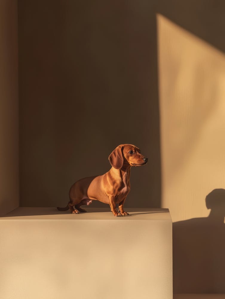 Shadow Of Dachshund.Generated AI. Wall