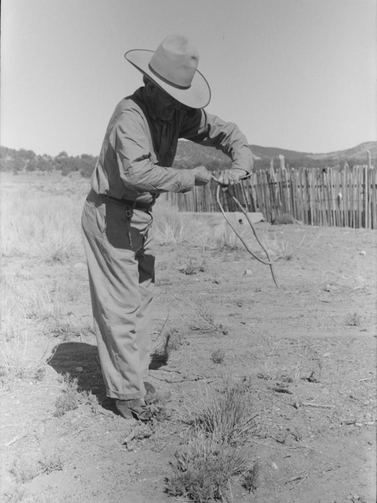 Forked Stick Twists And Points Downward In Water Witch S Hands Over Proper Location For Well, Pie Town