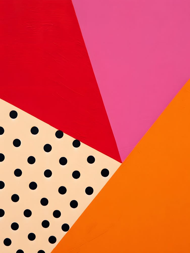 Modern Geometric Pop Art Background – Abstract Color Block with Polka Dots