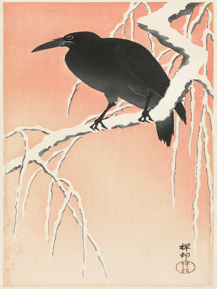 Crow On Snowy Branch (1900 1936), Ohara Koson