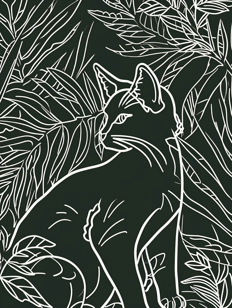 Savannah Cat Minimalist Illustration 4