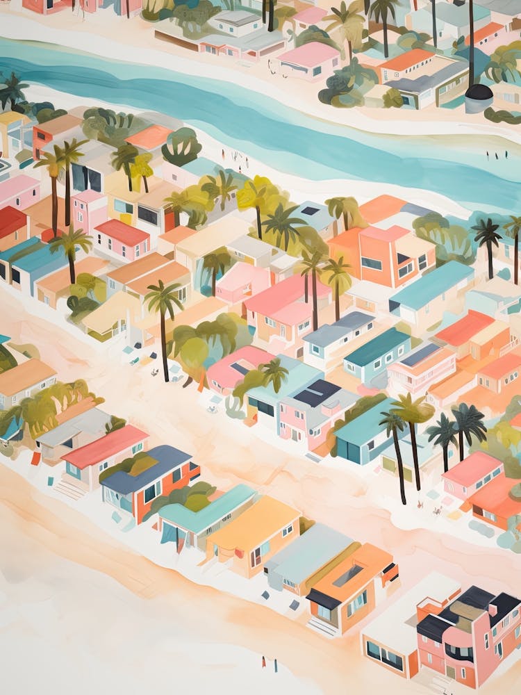 Miami Beach Summer Aerial View Painting 5