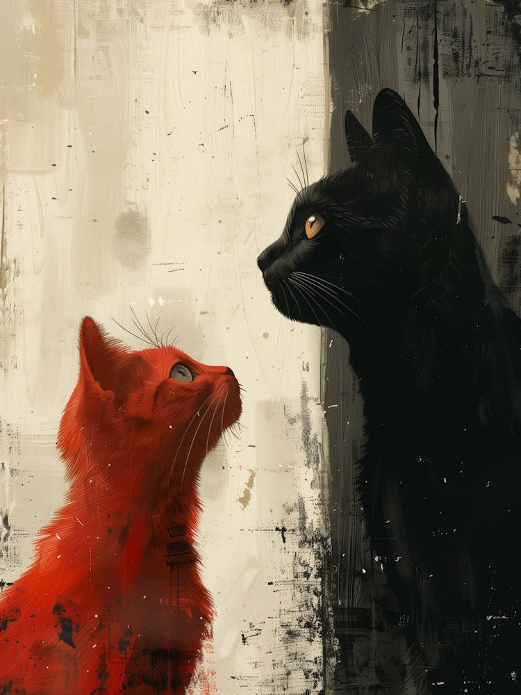 Two Cats Looking At Each Other