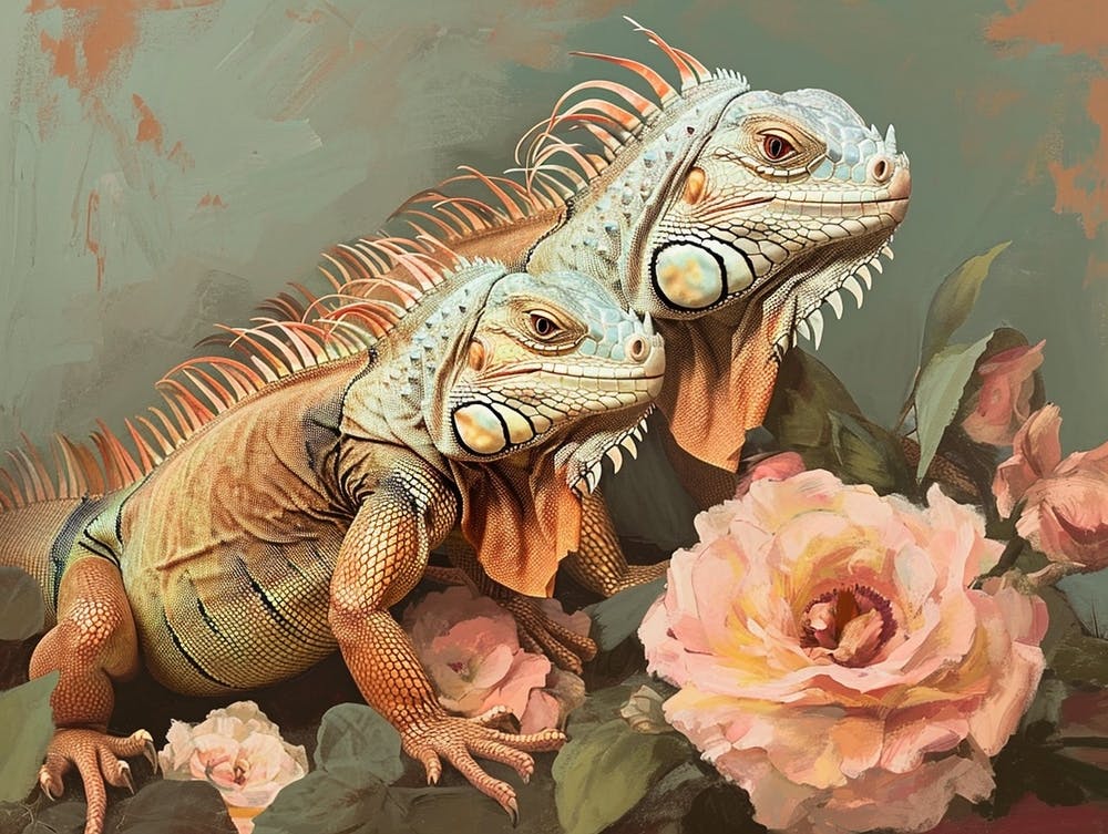 Floral Animal Illustration Iguana 3