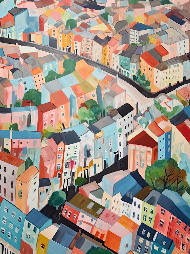 London Summer Aerial View Painting 2