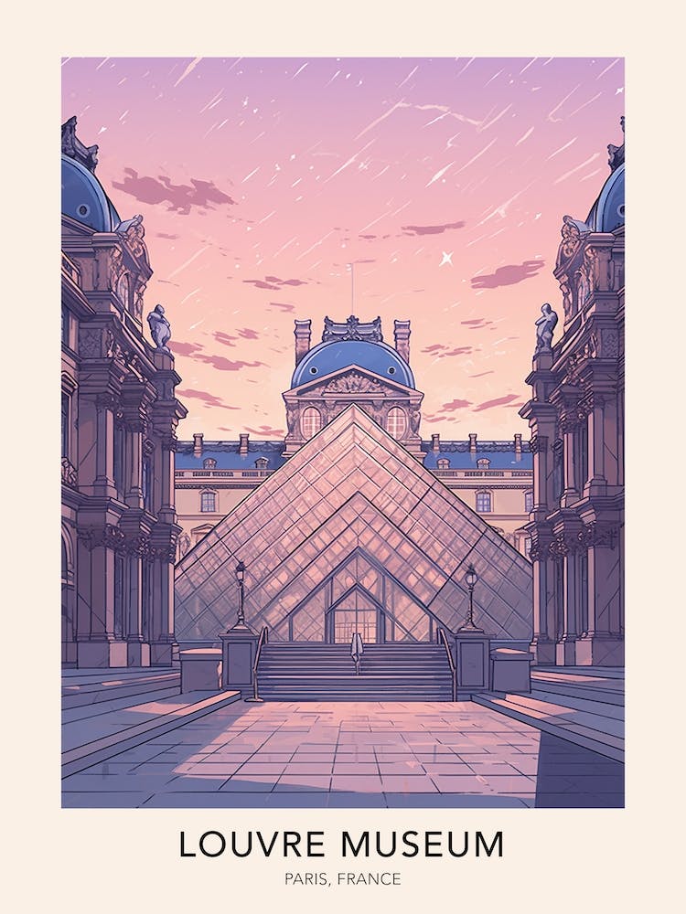 The Louvre Museum Paris France Travel Poster