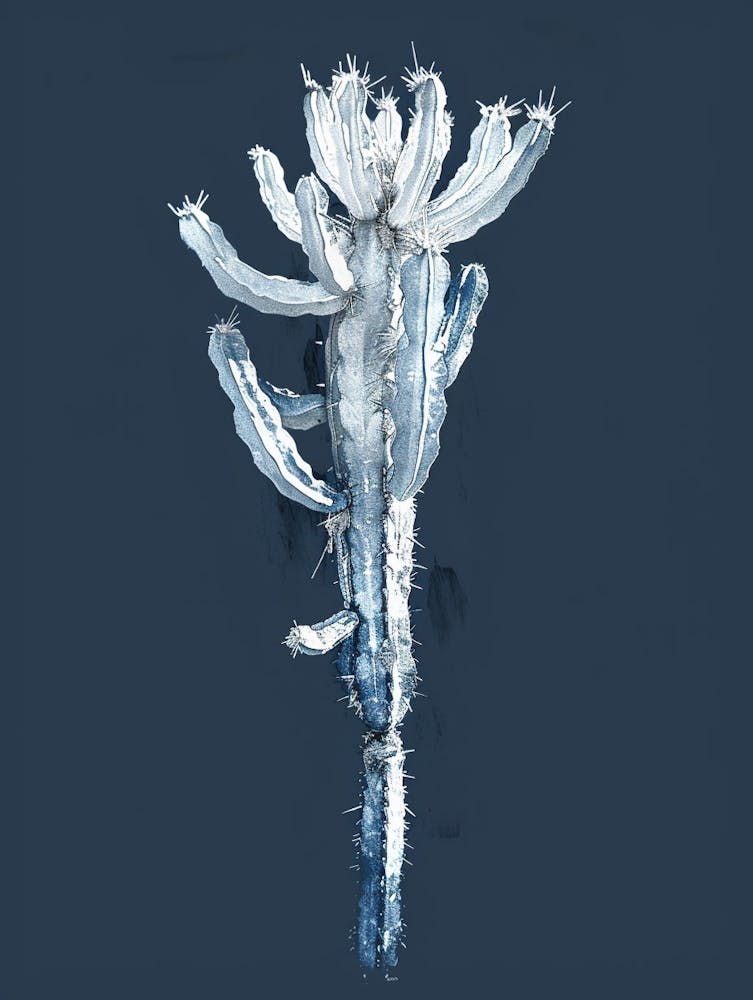 Silver Torch Cactus Minimalist Abstract 4