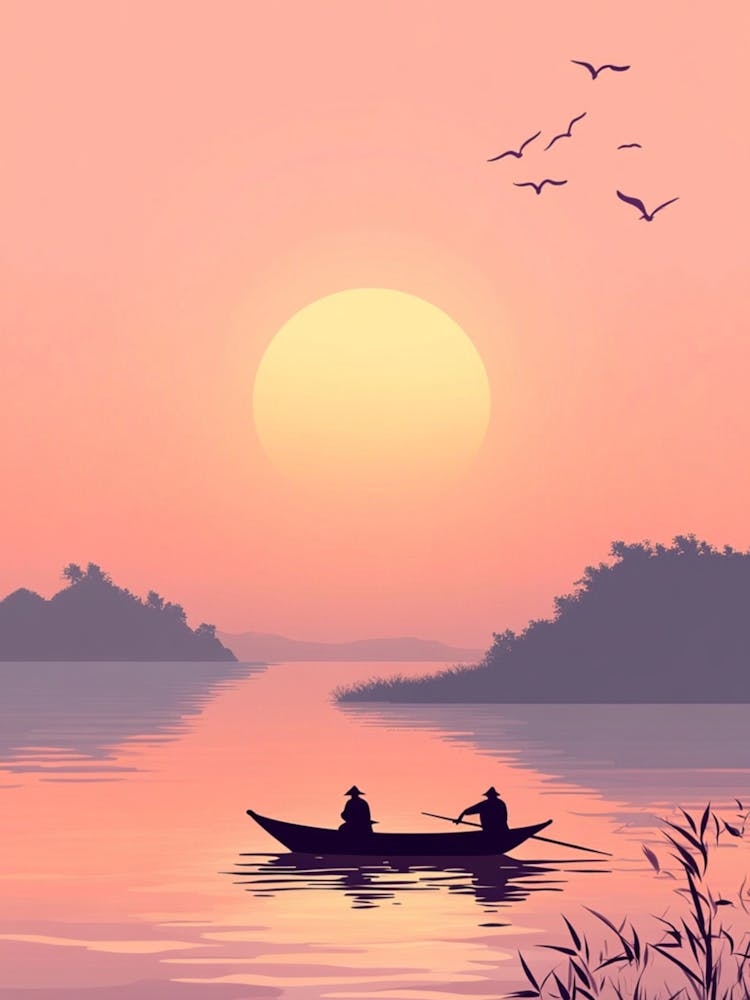 Sunset In A Boat 1