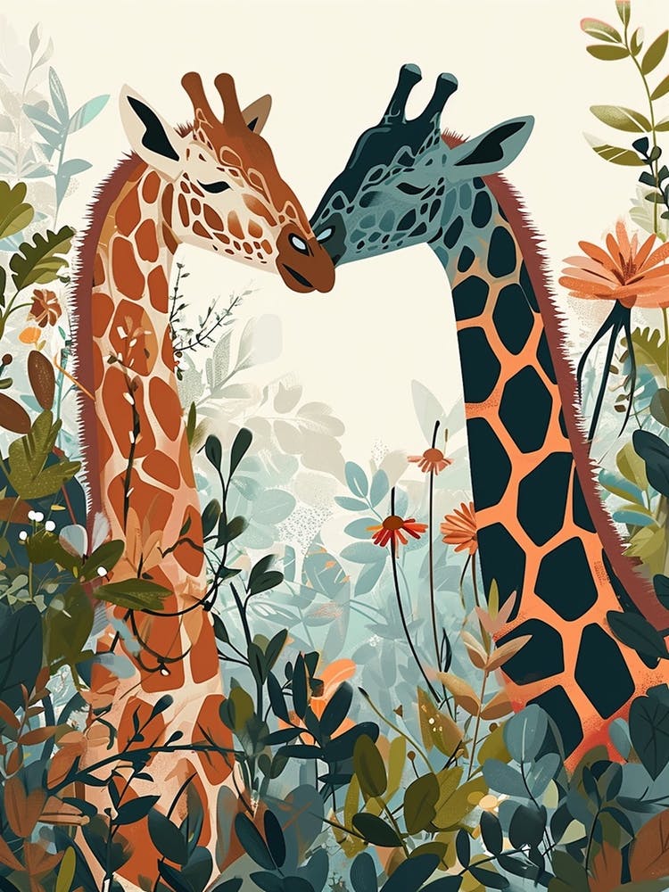 Giraffes In Love Modern Illustration 4