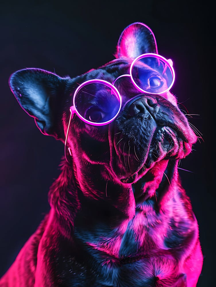 Beautiful Dog Under Neon Lights 19