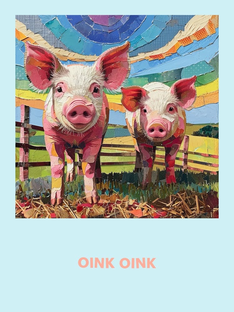Oink Oink Pig Rainbow Poster 2
