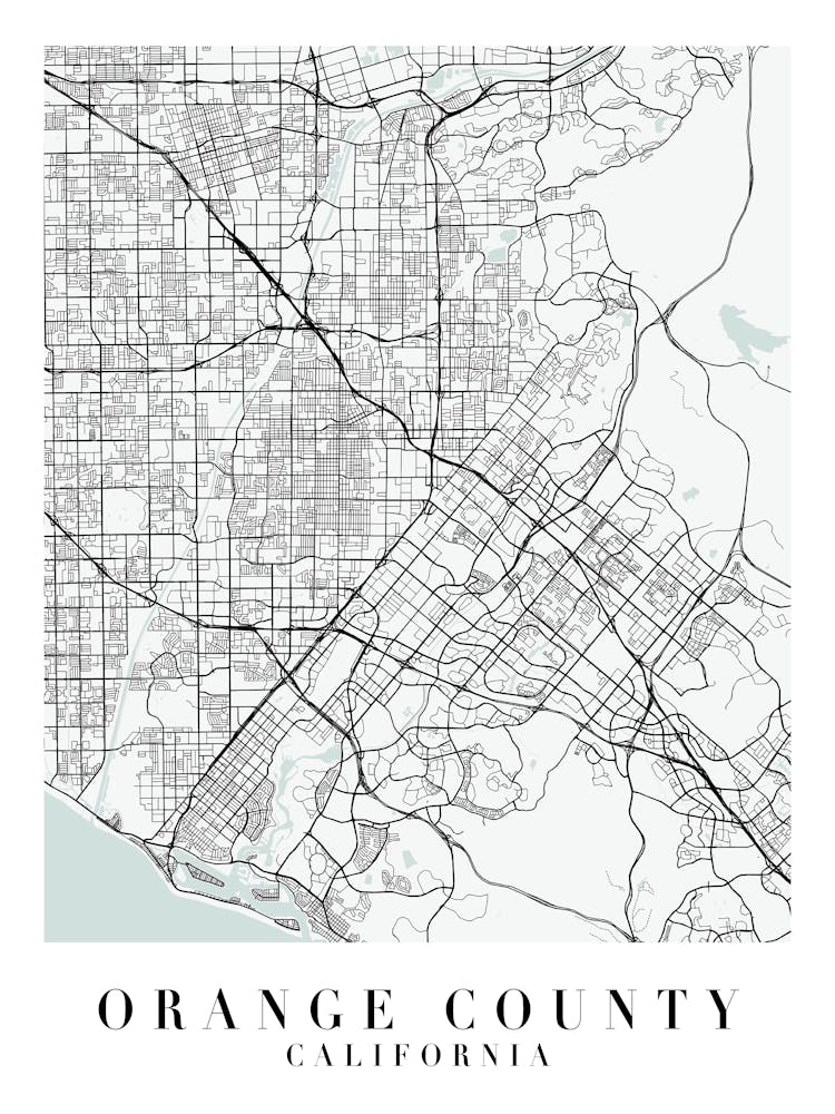 Orange County California Street Map Minimal Color