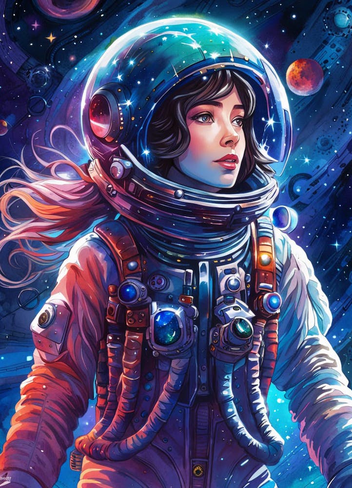 Watercolour Astronaut Portrait