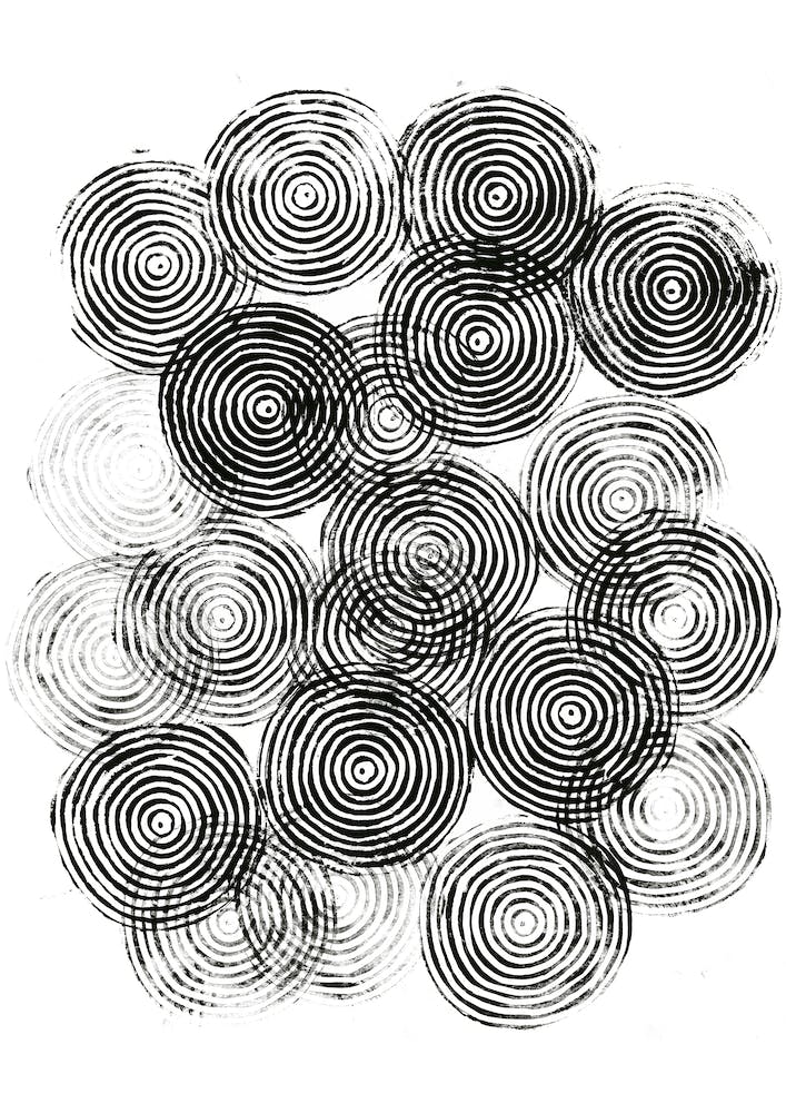Radial Block Print In White And Black