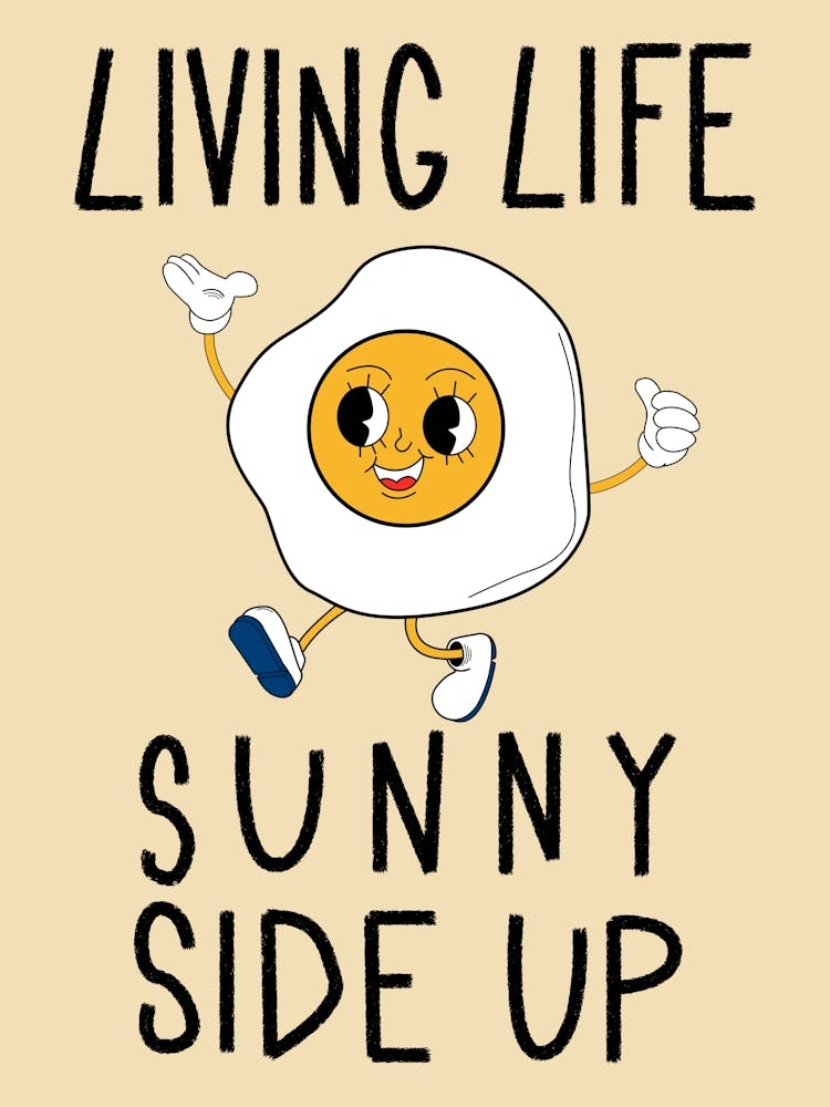 Living Life Sunny Side Up Retro Egg Kitchen