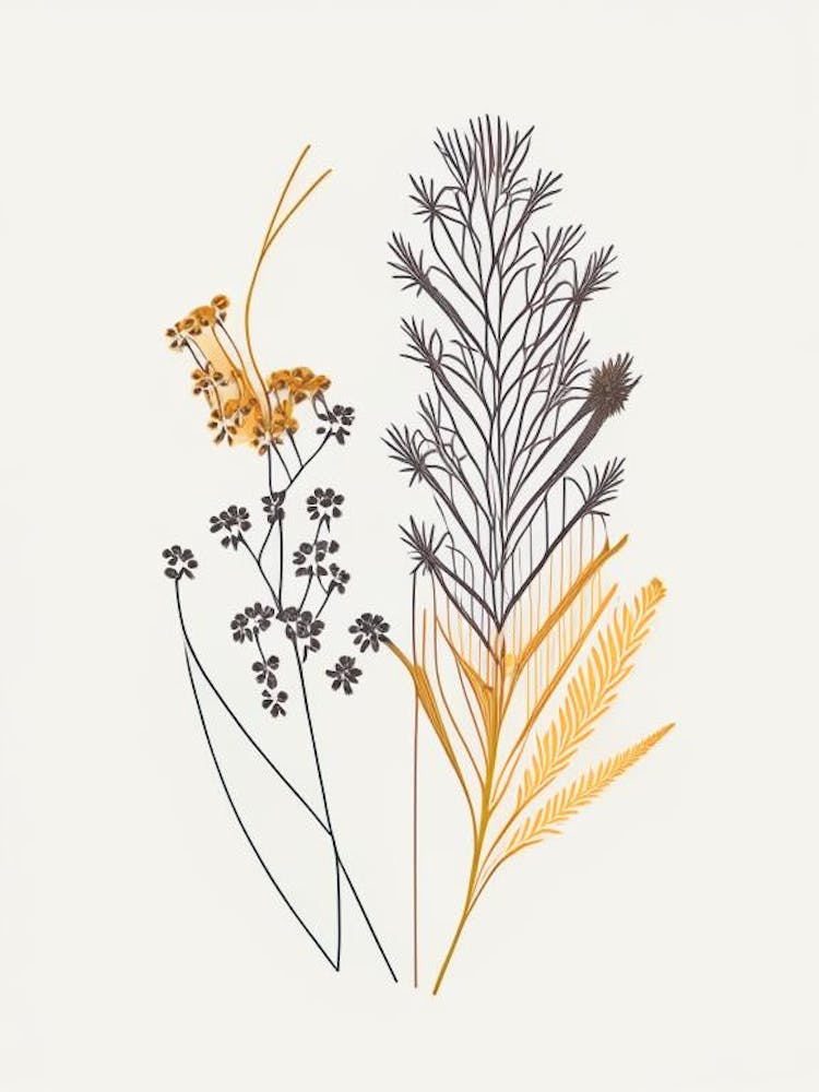 Caraway Spices And Herbs Minimal Line Drawing 1