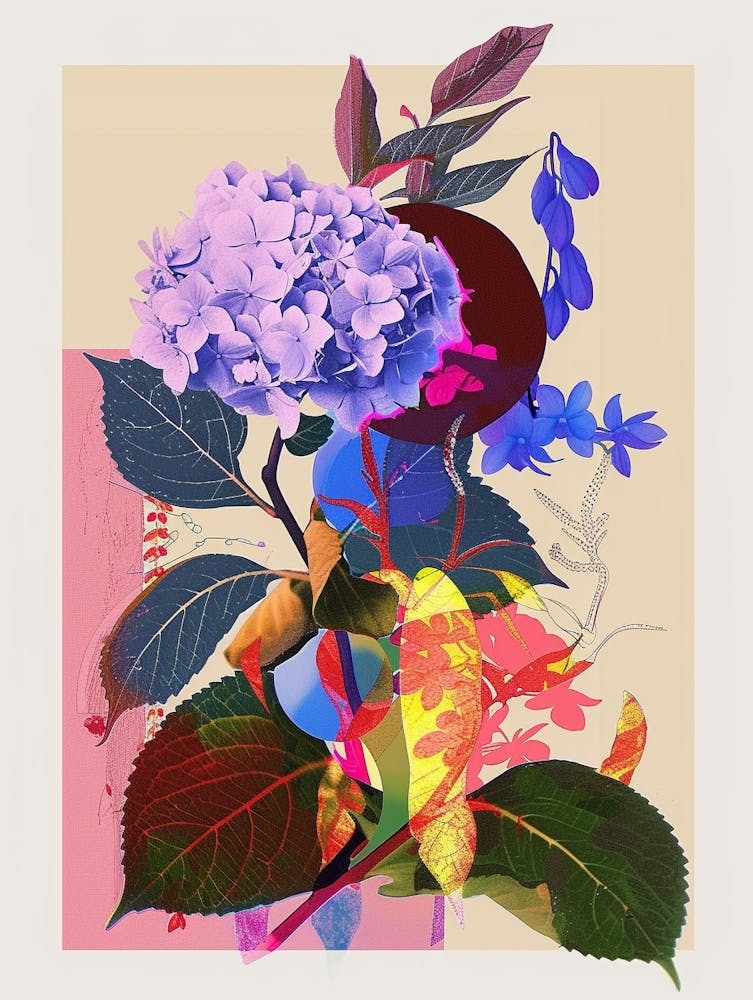 Hydrangea 4 Neon Flower Collage