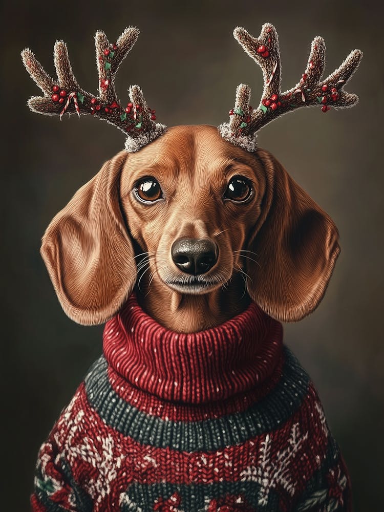 Dachshund In Christmas Jumper